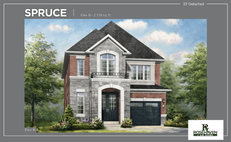 33’ Single Detached - Spruce - Elevation B - Simcoe Woods Innisfil by Rosehaven Homes