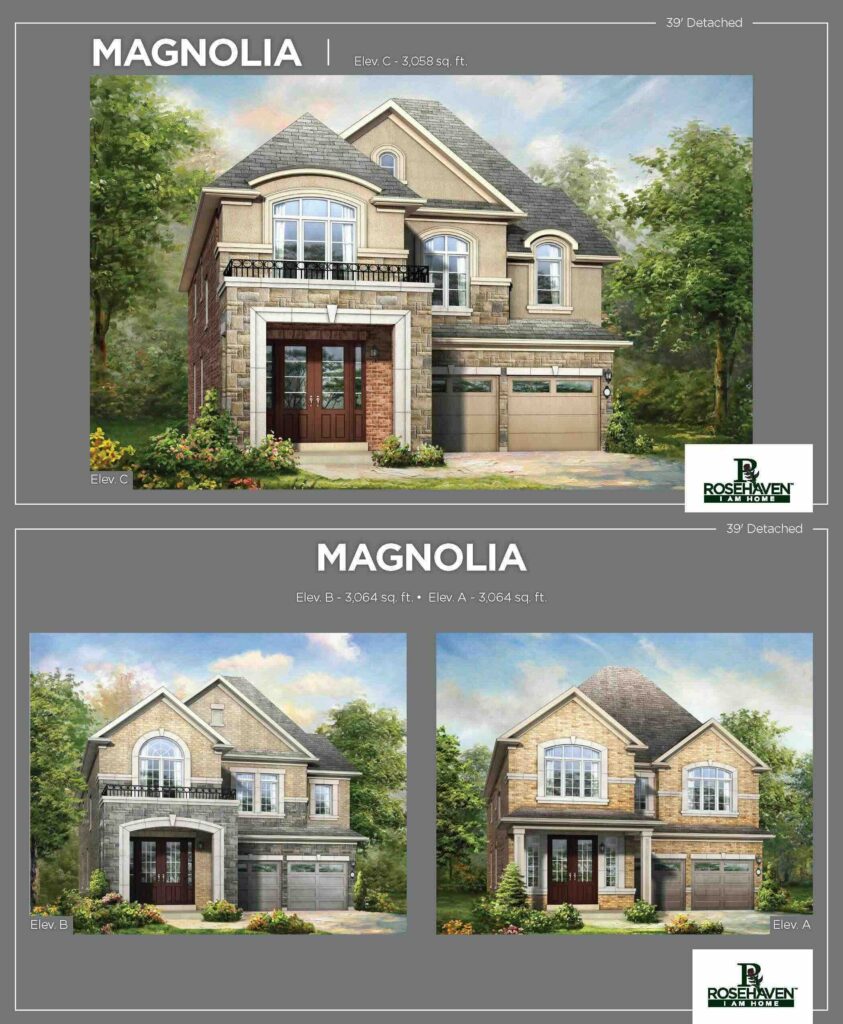 39’ Single Detached - Magnolia - Elevation A, B & C - Simcoe Woods Innisfil by Rosehaven Homes