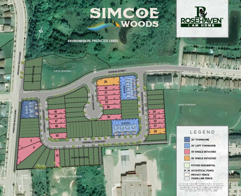 Site Plan - Simcoe Woods Innisfil by Rosehaven Homes